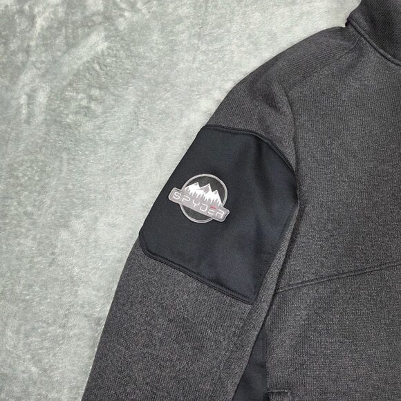Spyder Jacket Mens Medium Gray Sweater Fleece Full Zip Hiking Outdoor Coat - Picture 2 of 8